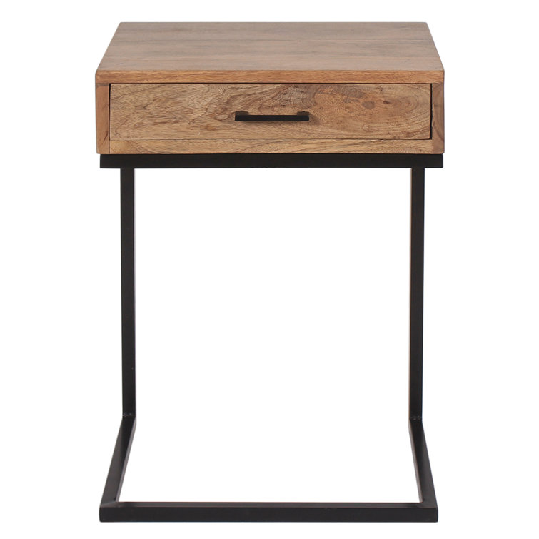 17 Stories Switzer 24'' Tall Solid Wood Sled End Table with Storage and